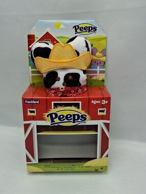 NEW 6” EASTER Cow COWBOY PEEPS Bunny Plush Farm Barn Gift